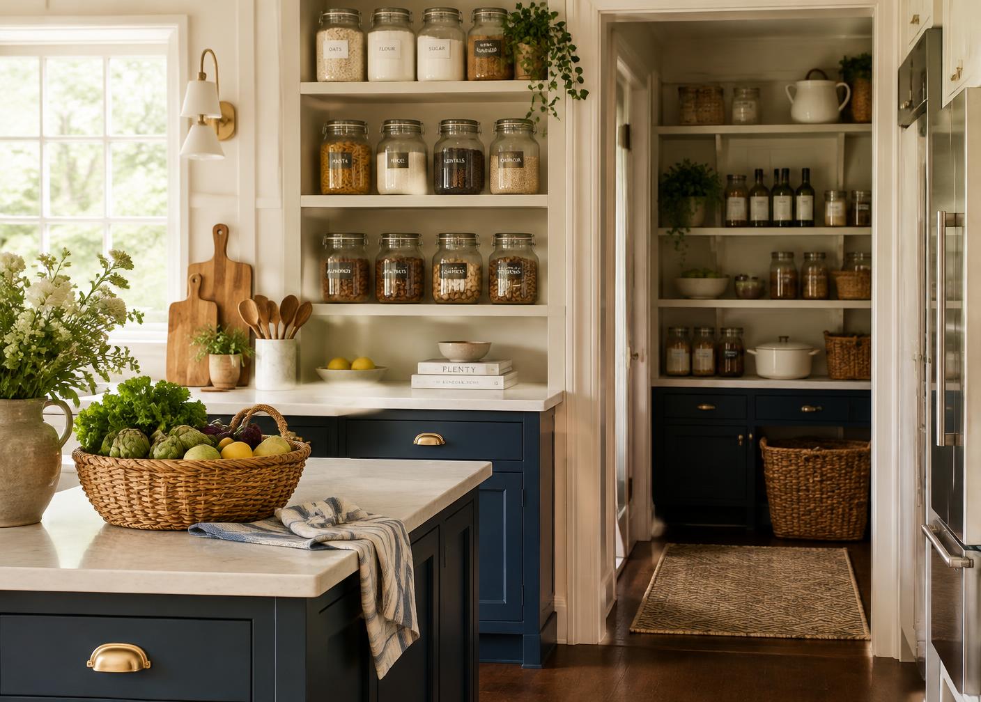 A carefully organised home pantry
